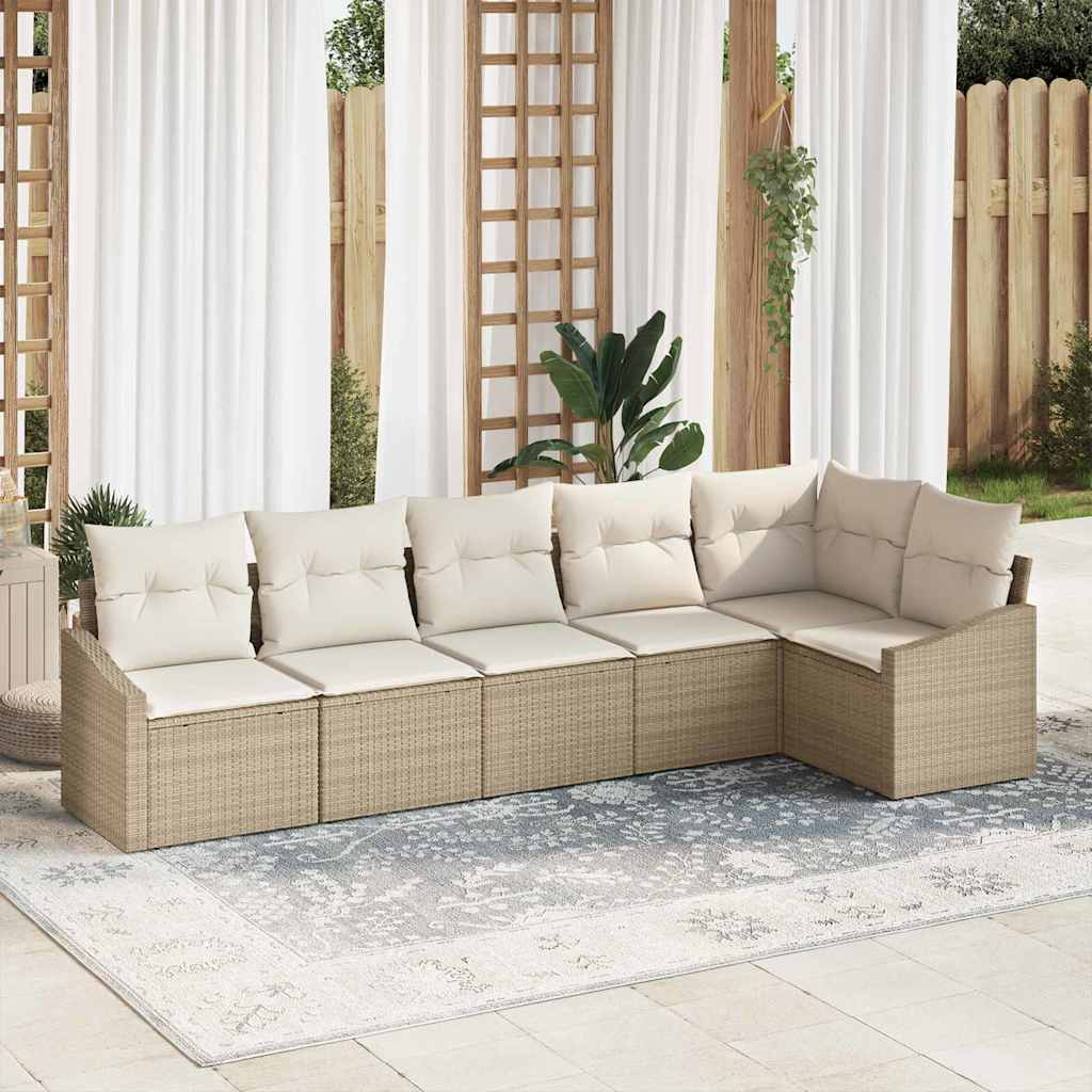 Garten Essgruppe mit Kissen mit Speicher 6 pcs Beige und Creme